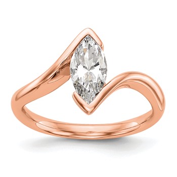 14k Rose Gold Marquise Bezel Solitaire Engagement Ring Mounting