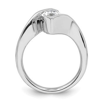 14k White Gold (Holds 2 carat (12.6x6.3mm) Marquise) Half-Bezel Bypass Solitaire Engagement Ring Mounting — alternate view