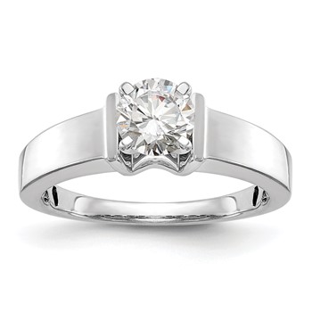 14k White Gold Peg Set 5.00mm Wide Solitaire Engagement Ring Mounting