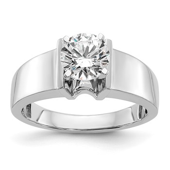 14k White Gold Peg Set 7.2mm Wide Solitaire Engagement Ring Mounting