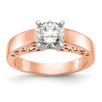 14k Rose Gold Peg Set Solitaire Engagement Ring Mounting