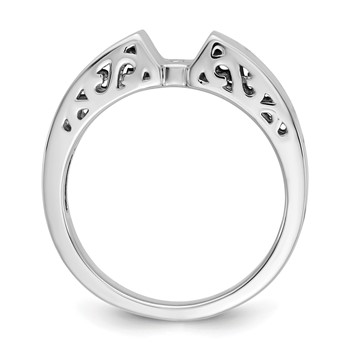 14k White Gold Peg Set Filigree Solitaire Engagement Ring Mounting — alternate view