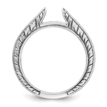 14k White Gold Etched Peg Set Solitaire Engagement Ring Mounting — alternate view