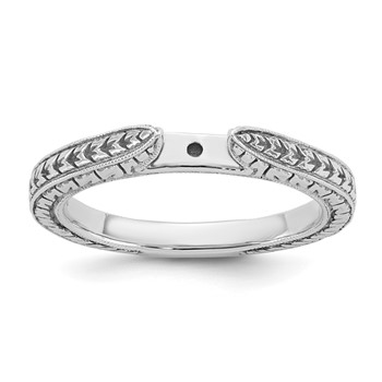 14k White Gold Etched Peg Set Solitaire Engagement Ring Mounting