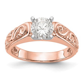 14k Rose Gold Peg Set Solitaire Engagement Ring Mounting