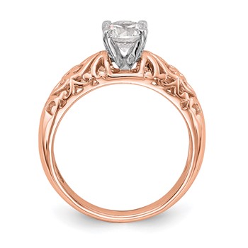 10k Rose Gold Peg Set Solitaire Engagement Ring Mounting — alternate view