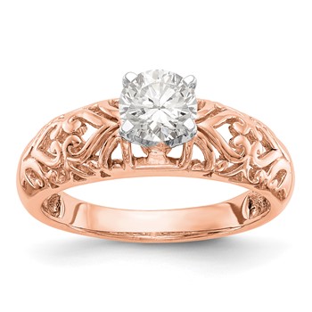 10k Rose Gold Peg Set Solitaire Engagement Ring Mounting