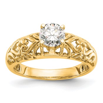 10k Yellow Gold Peg Set Solitaire Engagement Ring Mounting