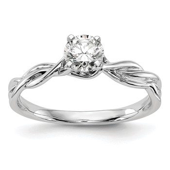 14k White Gold Peg Set Twist Solitaire Engagement Ring Mounting