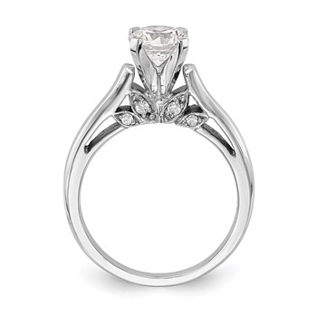 14k White Gold Peg Set Leaf Design Solitaire Engagement Ring Mounting — alternate view