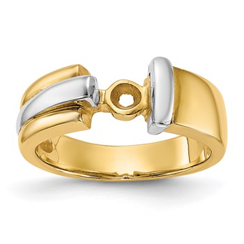 14k Two-tone Peg Set Solitaire Engagement Ring Mounting