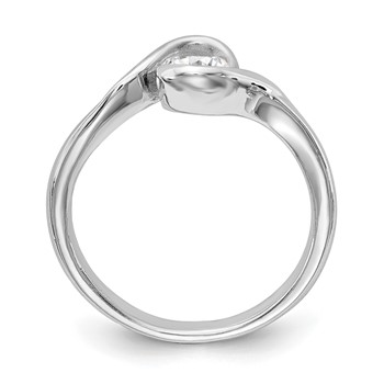 14k White Gold (Holds 1/2 carat (5.2mm) Round) Half-Bezel Bypass Solitaire Engagement Ring Mounting — alternate view