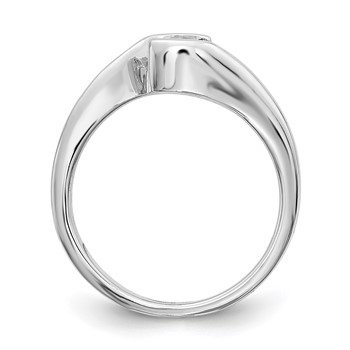 14k White Gold (Holds 1/2 carat (5.00mm) Round) Half-Bezel Bypass Solitaire Engagement Ring Mounting — alternate view