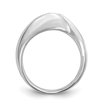 14k White Gold (Holds 1/2 carat (5.2mm) Round) Half-Bezel Bypass Solitaire Engagement Ring Mounting — alternate view