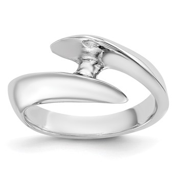 14k White Gold (Holds 1/2 carat (5.2mm) Round) Half-Bezel Bypass Solitaire Engagement Ring Mounting