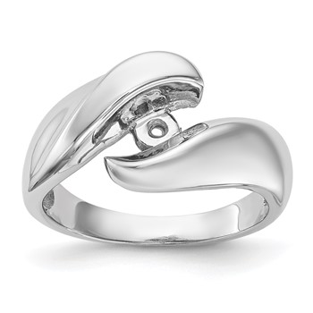 14k White Gold Peg Set Bypass Solitaire Engagement Ring Mounting