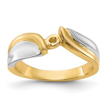 14k Two-tone Peg Set Bypass Solitaire Engagement Ring Mounting