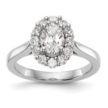 14kw Oval Halo Engagement Ring Mounting