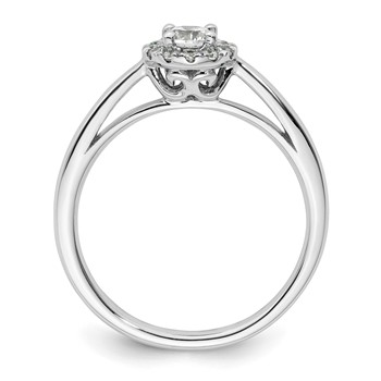 14k White Gold Halo (Holds 1/4 carat (4.00mm) Round Center) 1/8 carat Diamond Semi-mount Engagement Ring — alternate view