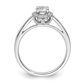 14k White Gold Halo (Holds 1/2 carat (5.1mm) Round Center) 1/5 carat Diamond Semi-mount Engagement Ring — alternate view