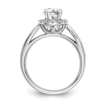 14k White Gold Halo (Holds 1 carat (6.5mm) Round Center) 1/3 carat Diamond Semi-mount Engagement Ring — alternate view