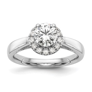 14k White Gold Halo (Holds 1 carat (6.5mm) Round Center) 1/3 carat Diamond Semi-mount Engagement Ring