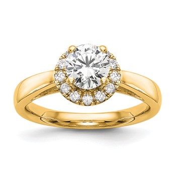 14ky Round Halo Diamond Semi-mount Engagement Ring