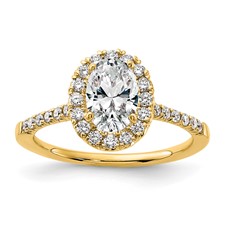 Image of 14k Yellow TRUE ORIGIN Lab Grown Diamond VS+ F+ S/M Oval Halo Eng.