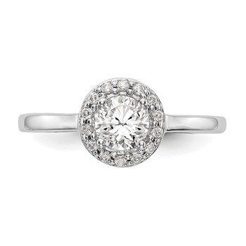 14K White Gold Halo (Holds 1/2 carat (5.2mm) Round Center) Engagement Ring Mounting — alternate view