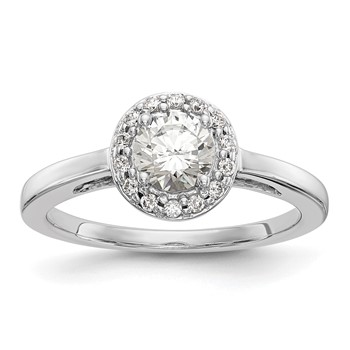 14K White Gold Halo (Holds 1/2 carat (5.2mm) Round Center) Engagement Ring Mounting