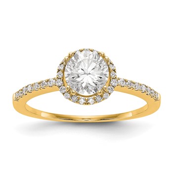 14K Yellow Gold Round Halo Engagement Ring Mounting