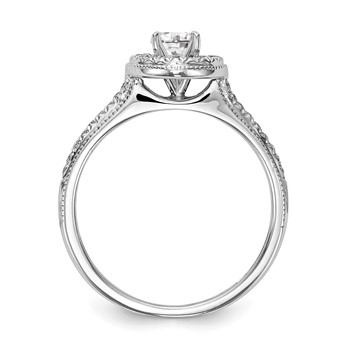14K White Gold Halo (Holds 1/4 carat (4.00mm) Round Center) 1/10 carat Diamond Semi-Mount Engagement Ring — alternate view