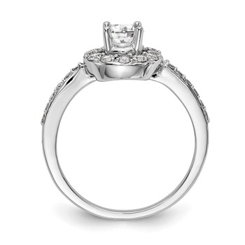 14K White Gold Halo (Holds 1/2 carat (5.00mm) Round Center) Engagement Ring Mounting — alternate view
