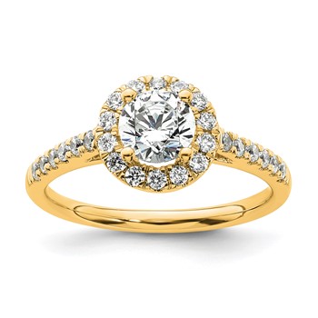 14K Round Diamond Semi-Mount Halo Engagement Ring