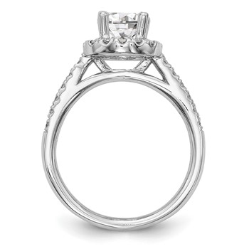 14K White Gold Round Halo Engagement Ring Mounting — alternate view