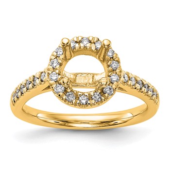 14K Round Diamond Semi-Mount Halo Engagement Ring