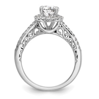 14K White Gold Round Diamond Semi-Mount Halo Engagement Ring — alternate view