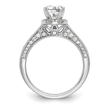 14K White Gold Round Diamond Semi-Mount Halo Engagement Ring — alternate view