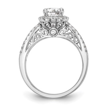 14k White Gold 5/8 carat Lab Grown Diamond VS/SI+ G+ 1 carat Center Round Semi Mount Halo Engagement Ring — alternate view