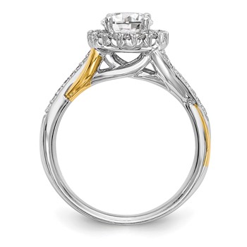 14K Yellow and White Gold Round Diamond Semi-Mount Halo Engagement Ring — alternate view