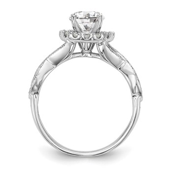 14K White Gold Peg Set Diamond Semi-Mount Halo Engagement Ring — alternate view