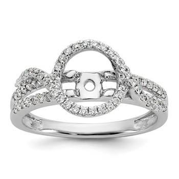 14K White Gold Halo Plus Peg Set 1/3 carat Diamond Semi-Mount Engagement Ring
