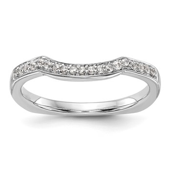 14k White Gold 1/10 carat Diamond Contoured Complete Wedding Band