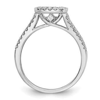 14k White Gold Halo Plus Peg Set 1/2 carat Diamond Semi-Mount Engagement Ring — alternate view