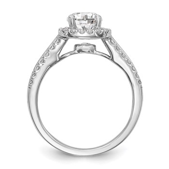 14K White Gold Halo Plus (Holds 1 carat (6.5mm) Round Center) 1/2 carat Diamond Semi-Mount Engagement Ring — alternate view