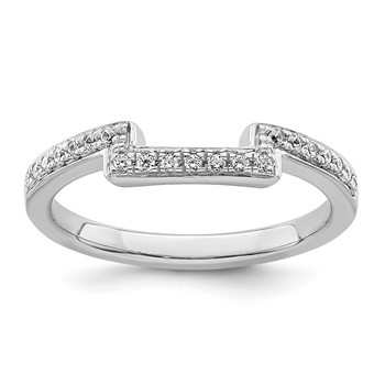 14K White Gold 1/8 carat Diamond Contoured Complete Wedding Band