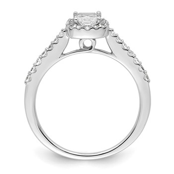 14K White Gold Halo Plus (Holds 1/2 carat (4.3mm) Princess Center) 1/3 carat Diamond Semi-Mount Engagement Ring — alternate view