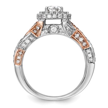 14K Rose/White Gold Diamond Cushion Semi-Mount Halo Engagement Ring — alternate view