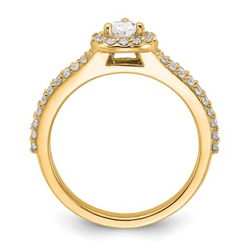 14k Yellow TRUE ORIGIN Lab Grown Diamond VS+ F+ S/M Pear Halo Eng. — alternate view