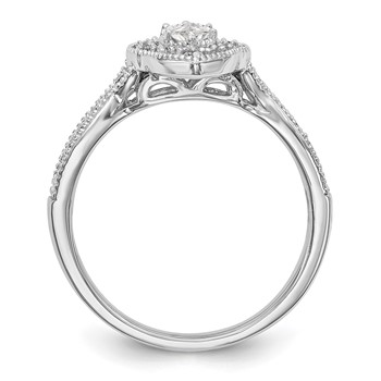 14K White Gold Halo Plus (Holds 3/8 carat (7.0x3.5mm) Marquise Center) 1/3 carat Diamond Semi-Mount Engagement Ring — alternate view